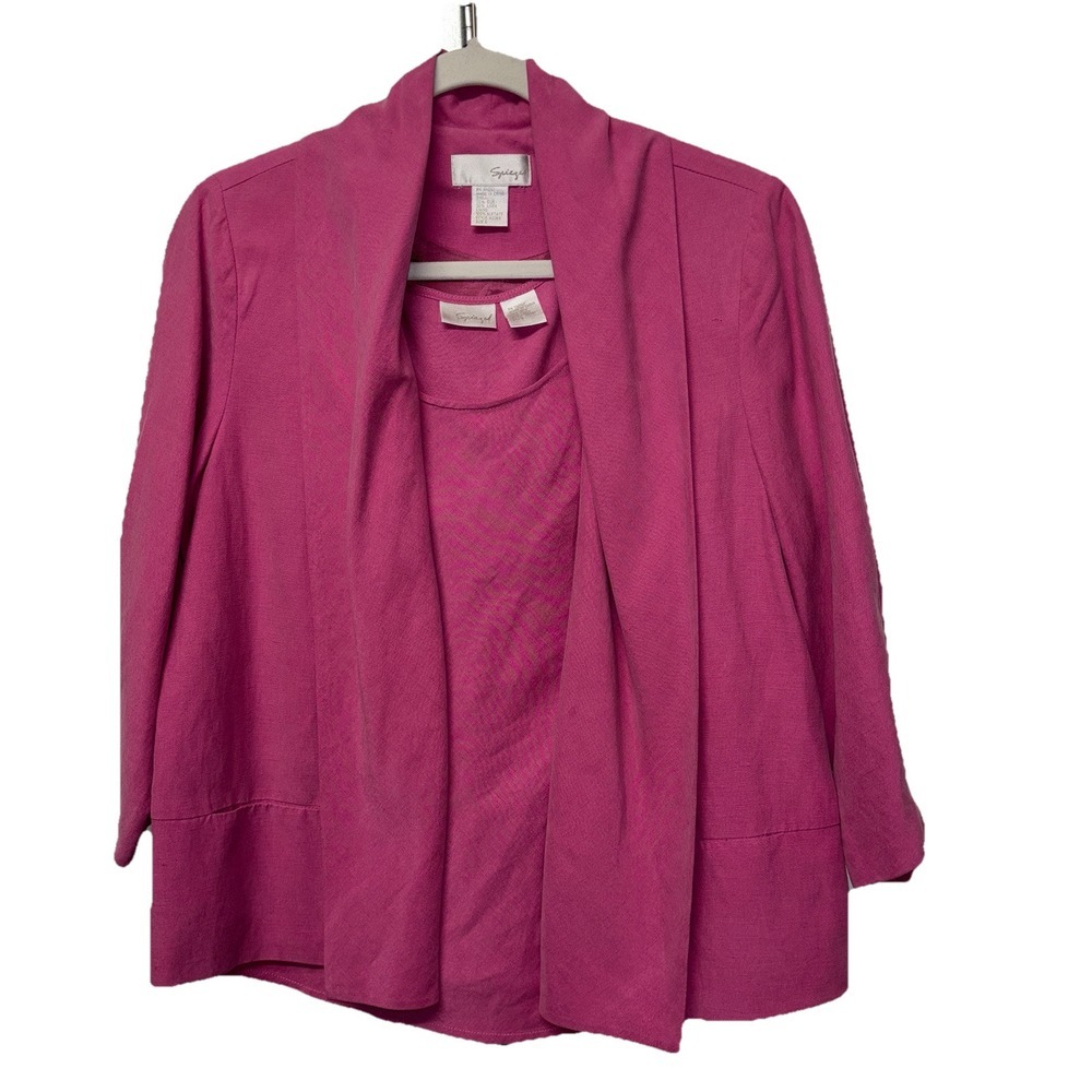 VTG Women's Spiegel  2-PC Silk Linen Tank & Blazer Sz6 Classic Capsule Tradewife